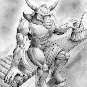 minotaur in sauna